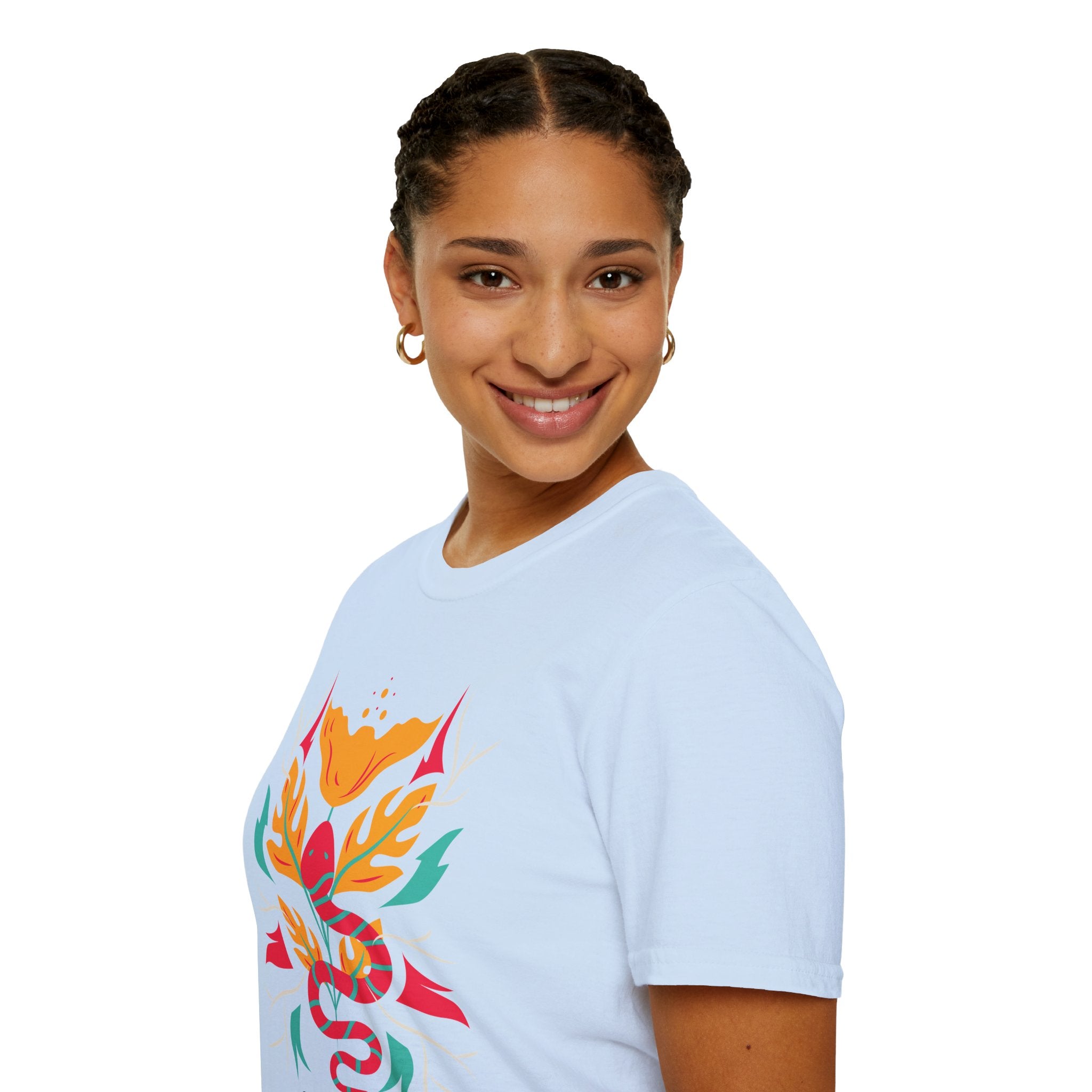 Sahaje Floral Snake Graphic T‑Shirt — Colorful Botanical Serpent Tee