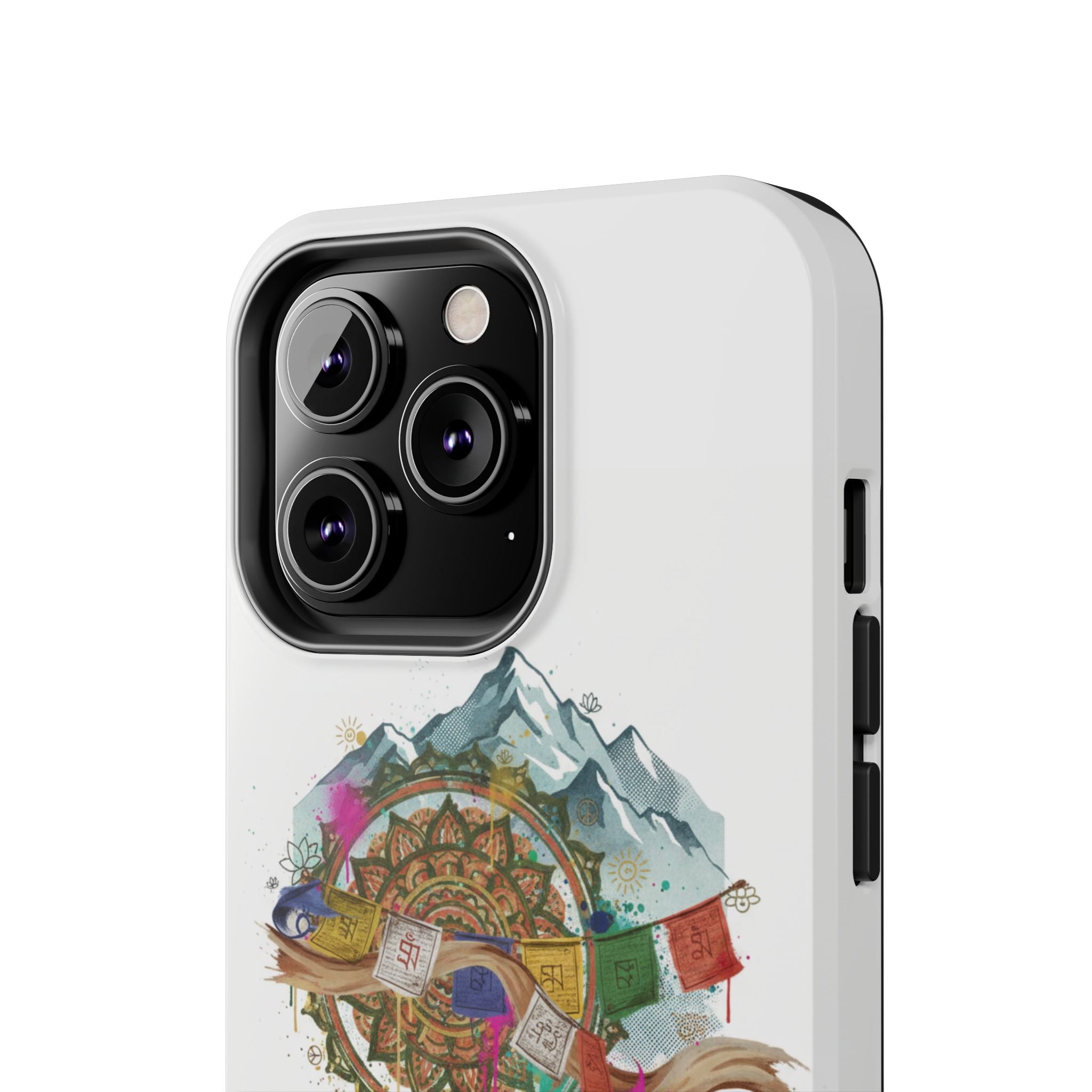 Mountain Compass Tough Phone Case with Prayer Flags & Fish Design