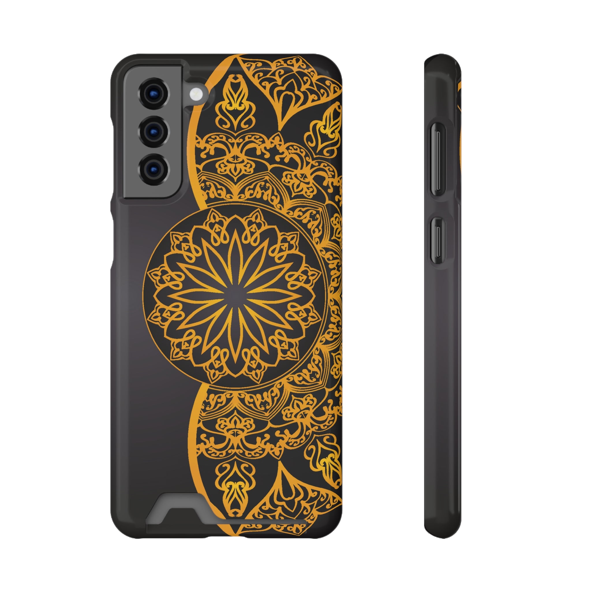 Elegant Mandala Phone Case With Card Holder, Boho Chic Gift, Smartphone Protector, Functional Accessory, Stylish Tech Decor