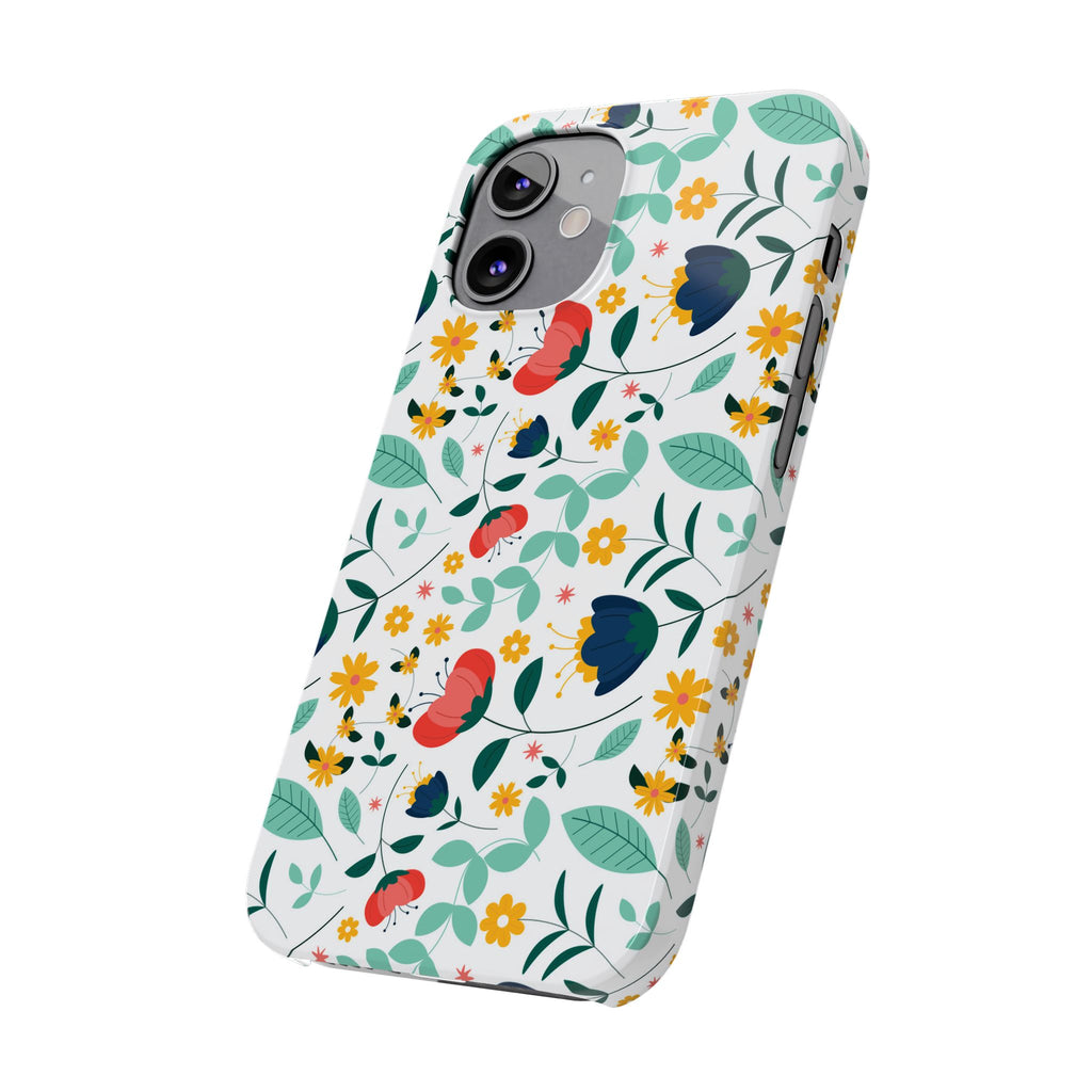 Floral Slim Phone Case — Colorful Folk Flower Pattern
