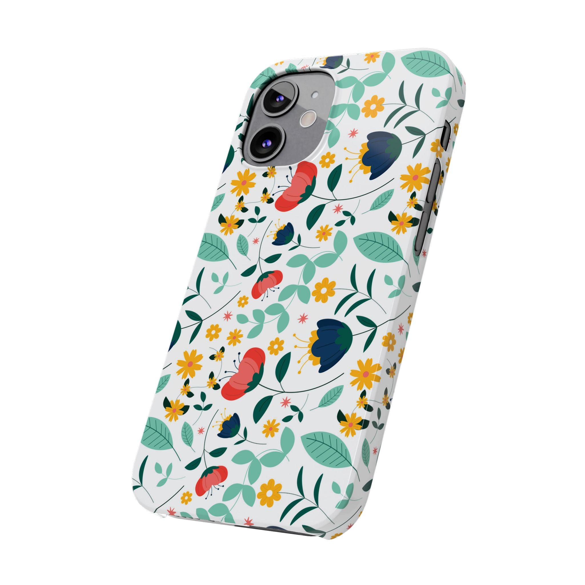 Floral Slim Phone Case — Colorful Folk Flower Pattern