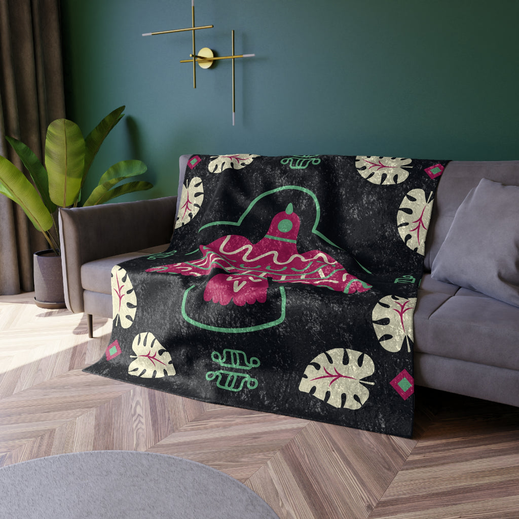 Crushed Velvet Blanket — Boho Pink Thunderbird Velvet Throw
