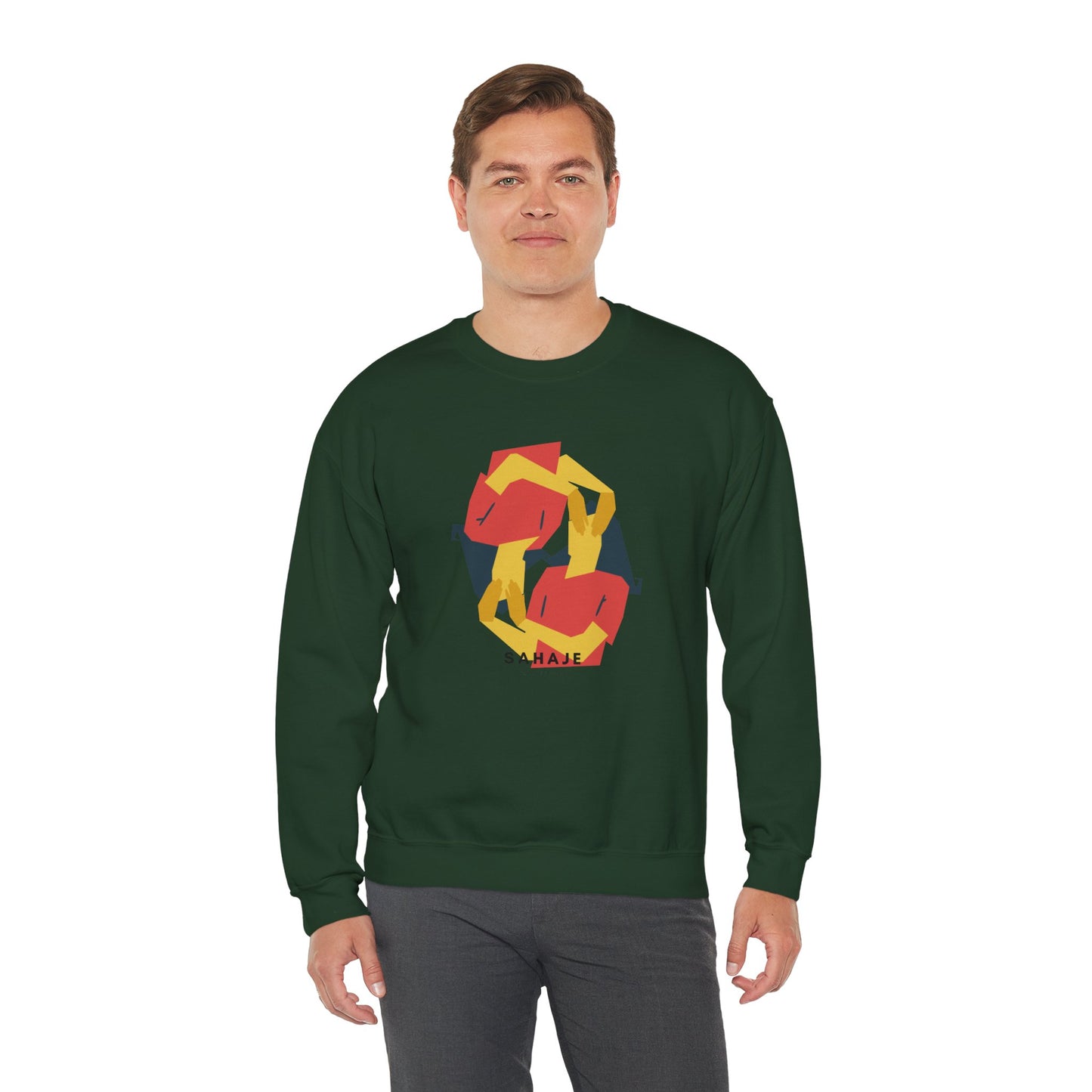 Abstract Flamingo Geometric Crewneck Sweatshirt