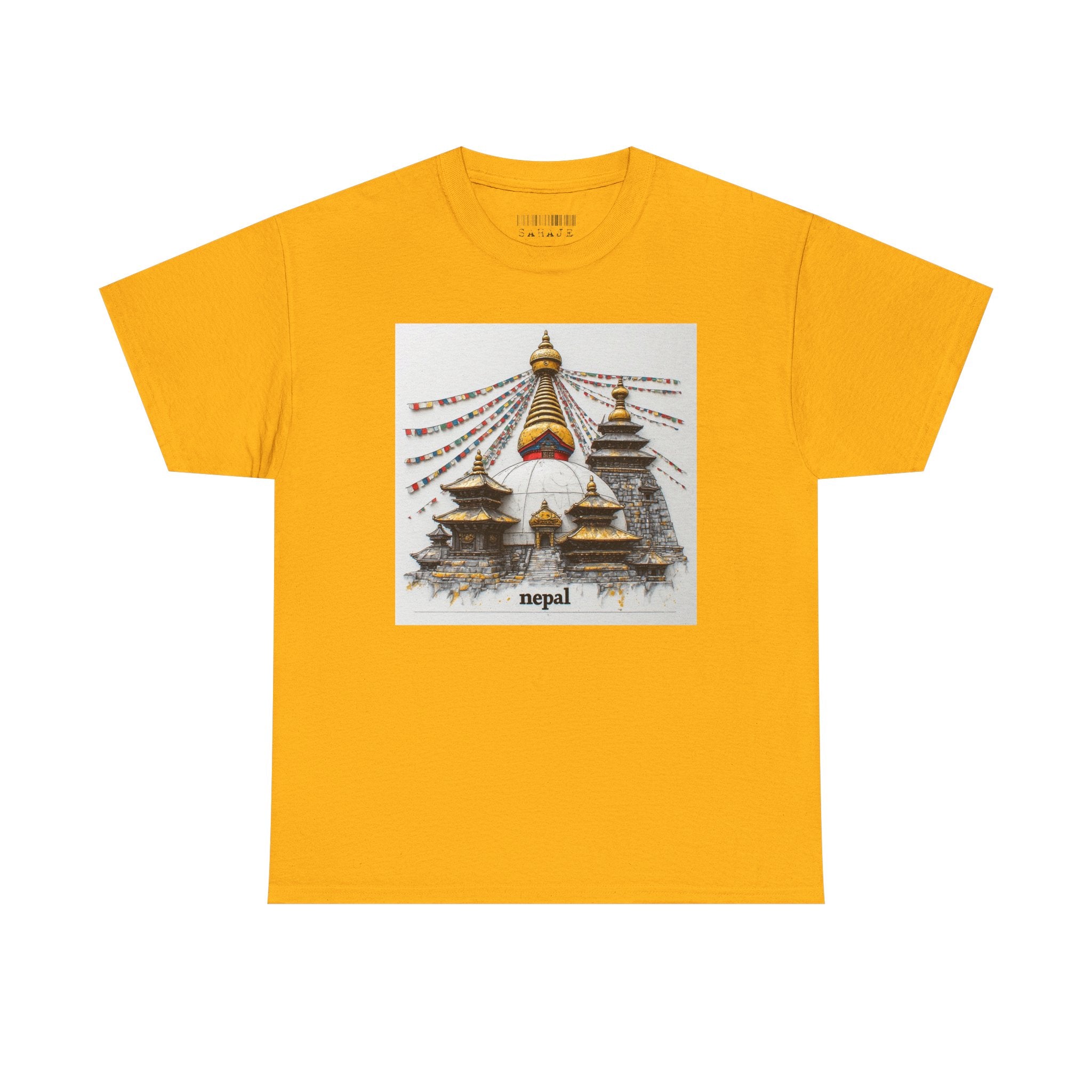 Nepal Swayambhunath Stupa T-Shirt — Buddhist Prayer Flags Travel Tee