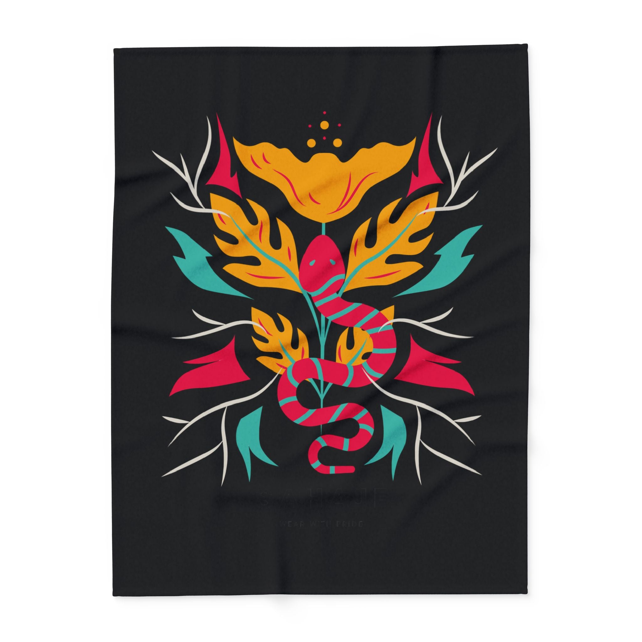 Arctic Fleece Blanket — Bold Floral Snake Print Throw