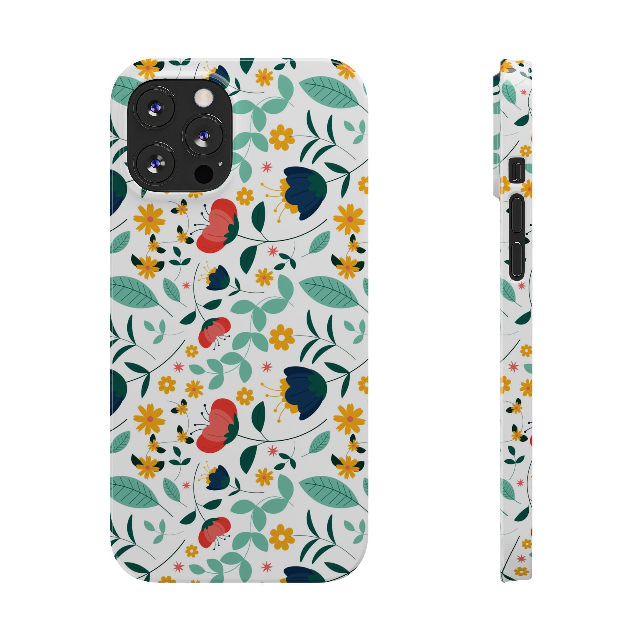 Floral Slim Phone Case — Colorful Folk Flower Pattern