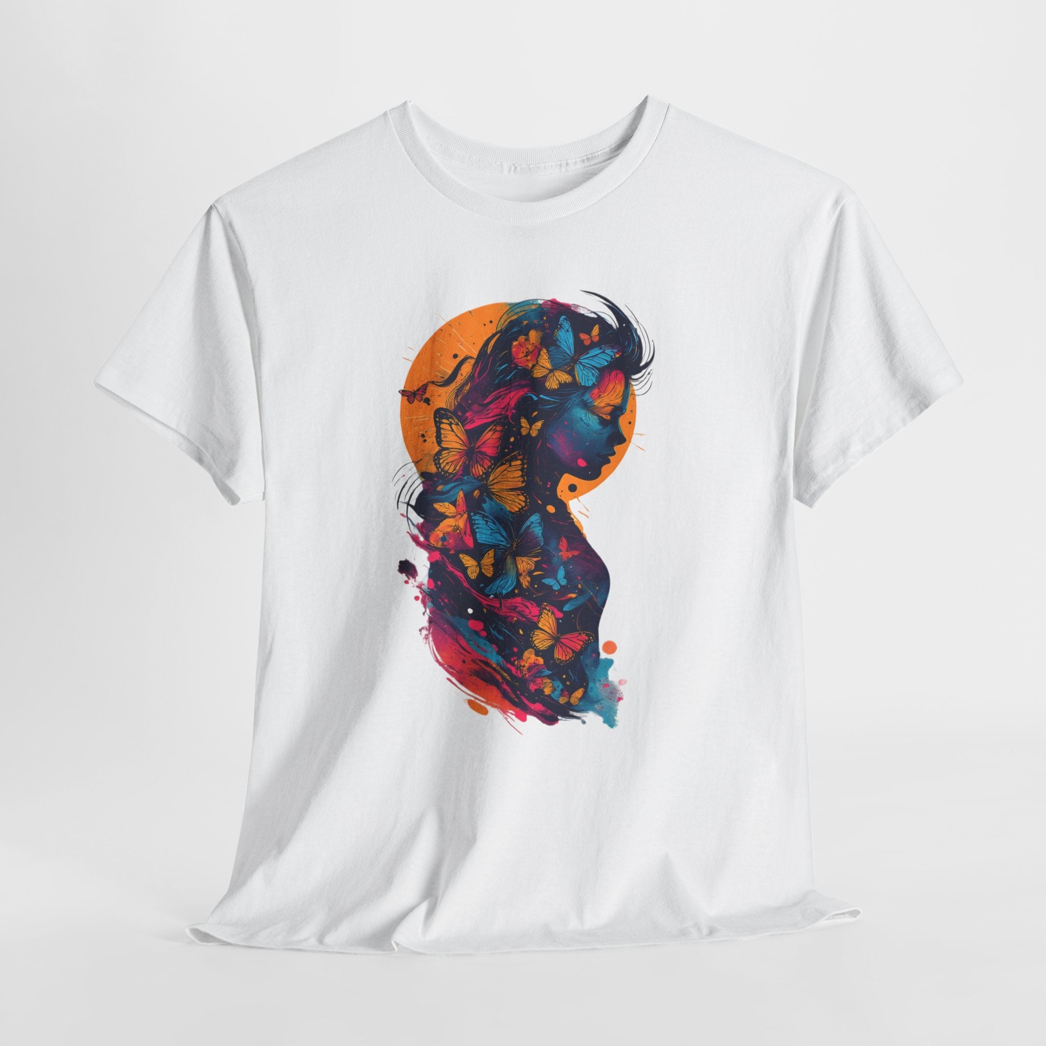 Butterfly Silhouette Graphic Tee — Colorful Maternity Profile Design