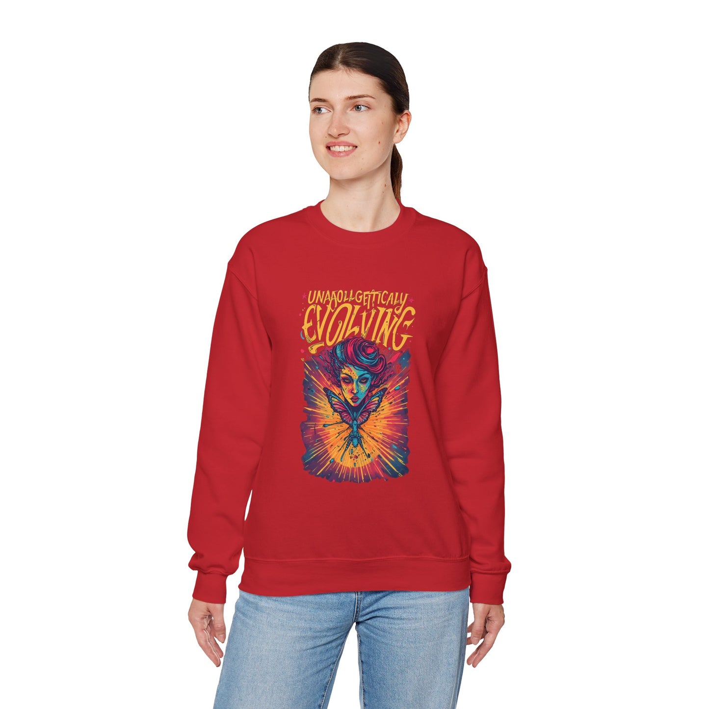 Evolving Butterfly Crewneck Sweatshirt — "Unafraid, Authentically Evolving" Inspirational Pullover