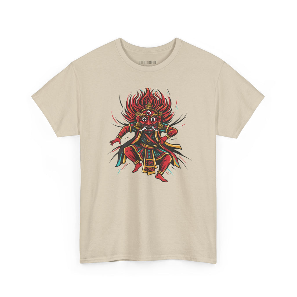 T-Shirt — Fierce Red Oni Demon Graphic Tee (Mythic Japanese Mask Design)