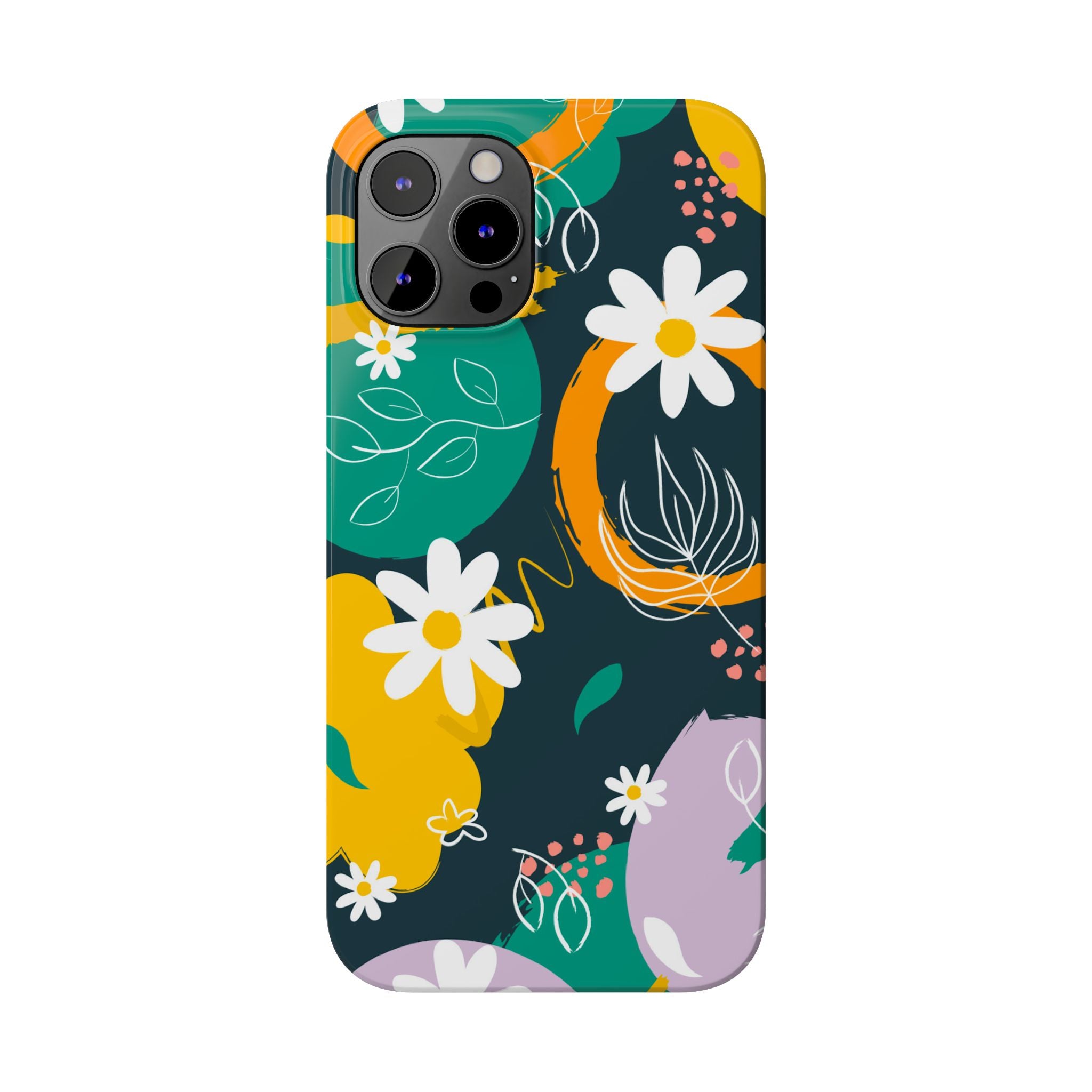 Floral Circle Slim Phone Case — Colorful Abstract Daisies Phone Cover