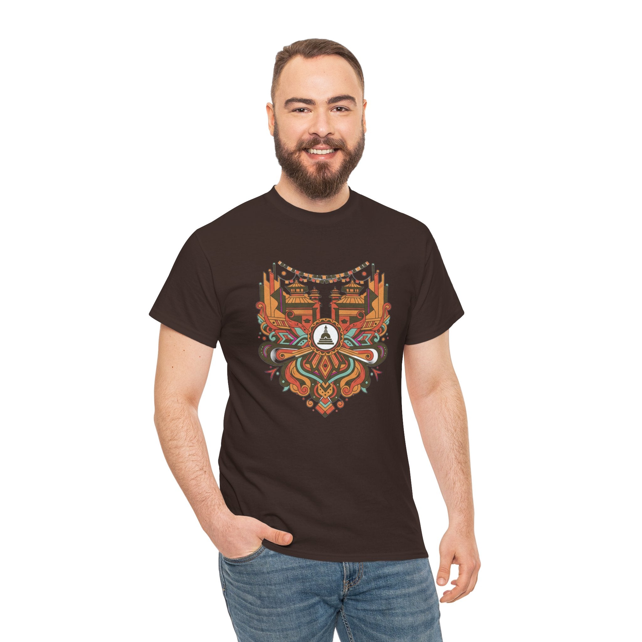 Mandala Cityscape Tee — Boho Urban Art Graphic T-Shirt