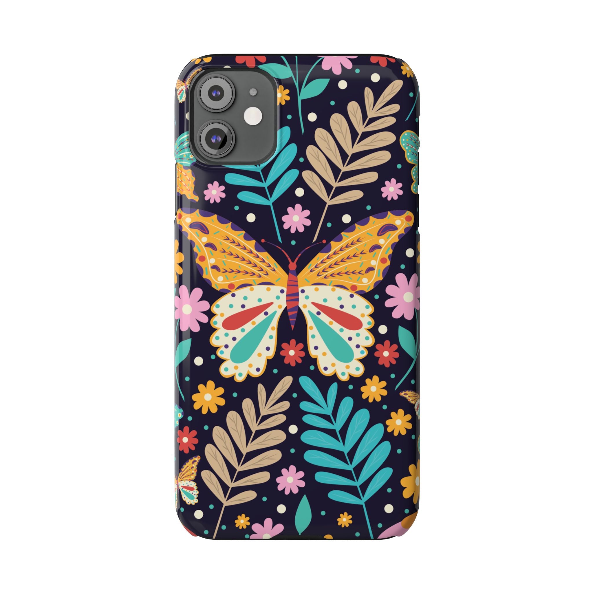 Butterfly Floral Slim Phone Case — Colorful Boho Garden Design