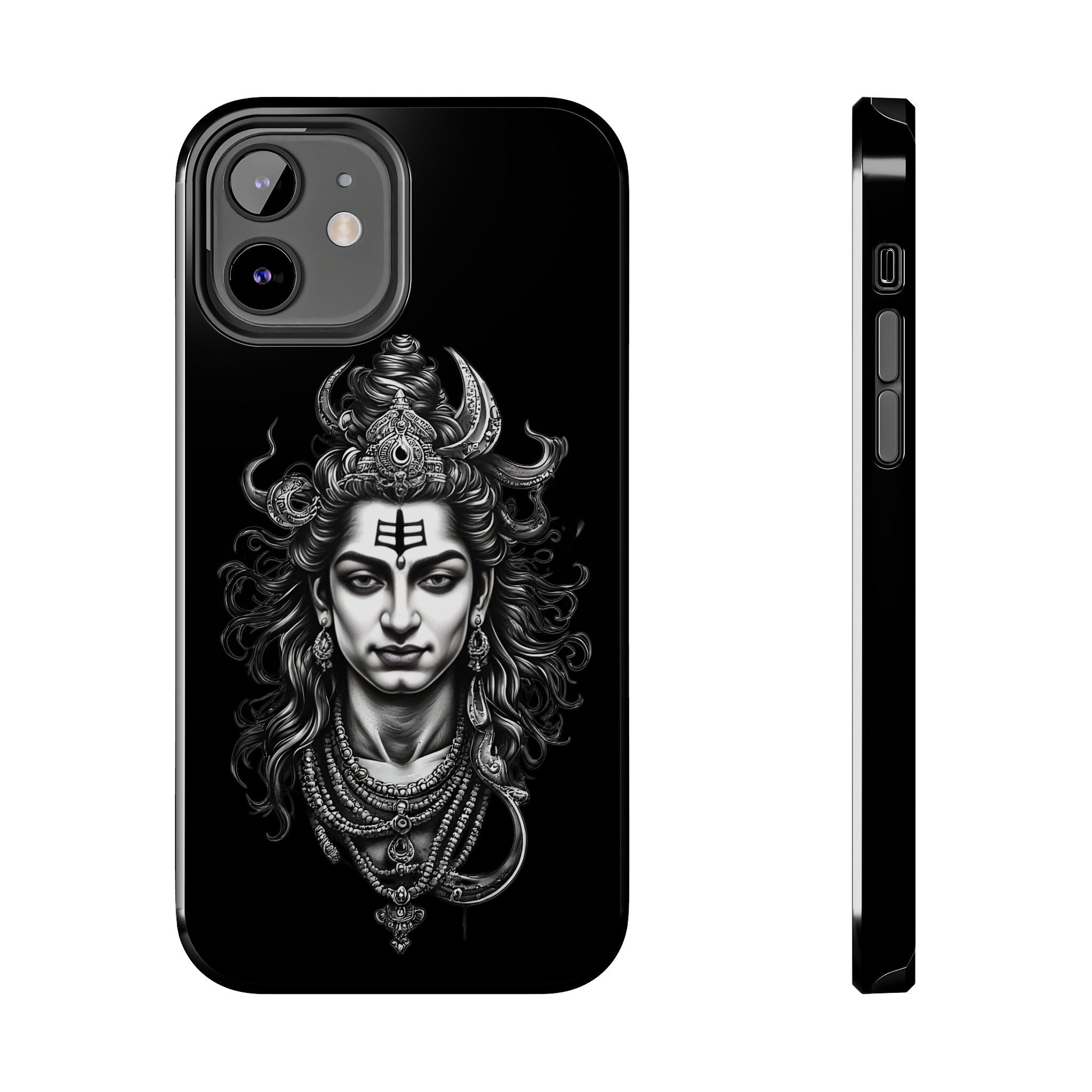 Phone Case — Intricate Lord Shiva Illustration on Black Tough Case