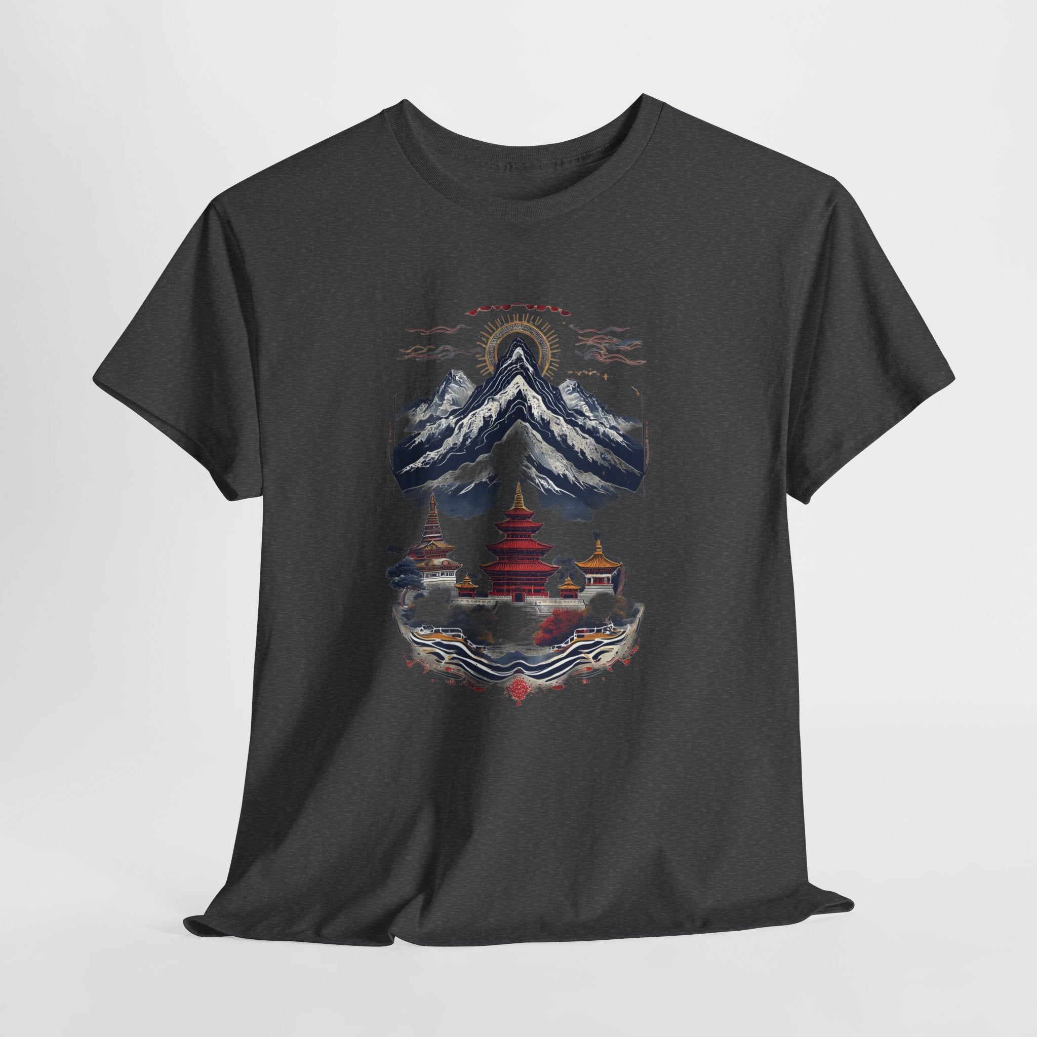 Japanese Mountain Pagoda T-Shirt — Zen Temple Landscape Tee