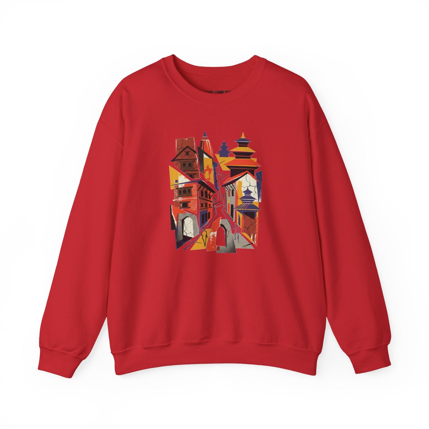 Crewneck Sweatshirt — Abstract Cityscape Graphic (Colorful Architectural Illustration)