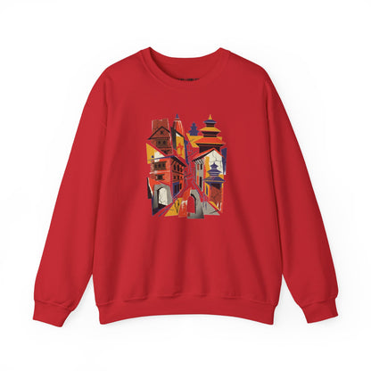 Crewneck Sweatshirt — Abstract Cityscape Graphic (Colorful Architectural Illustration)