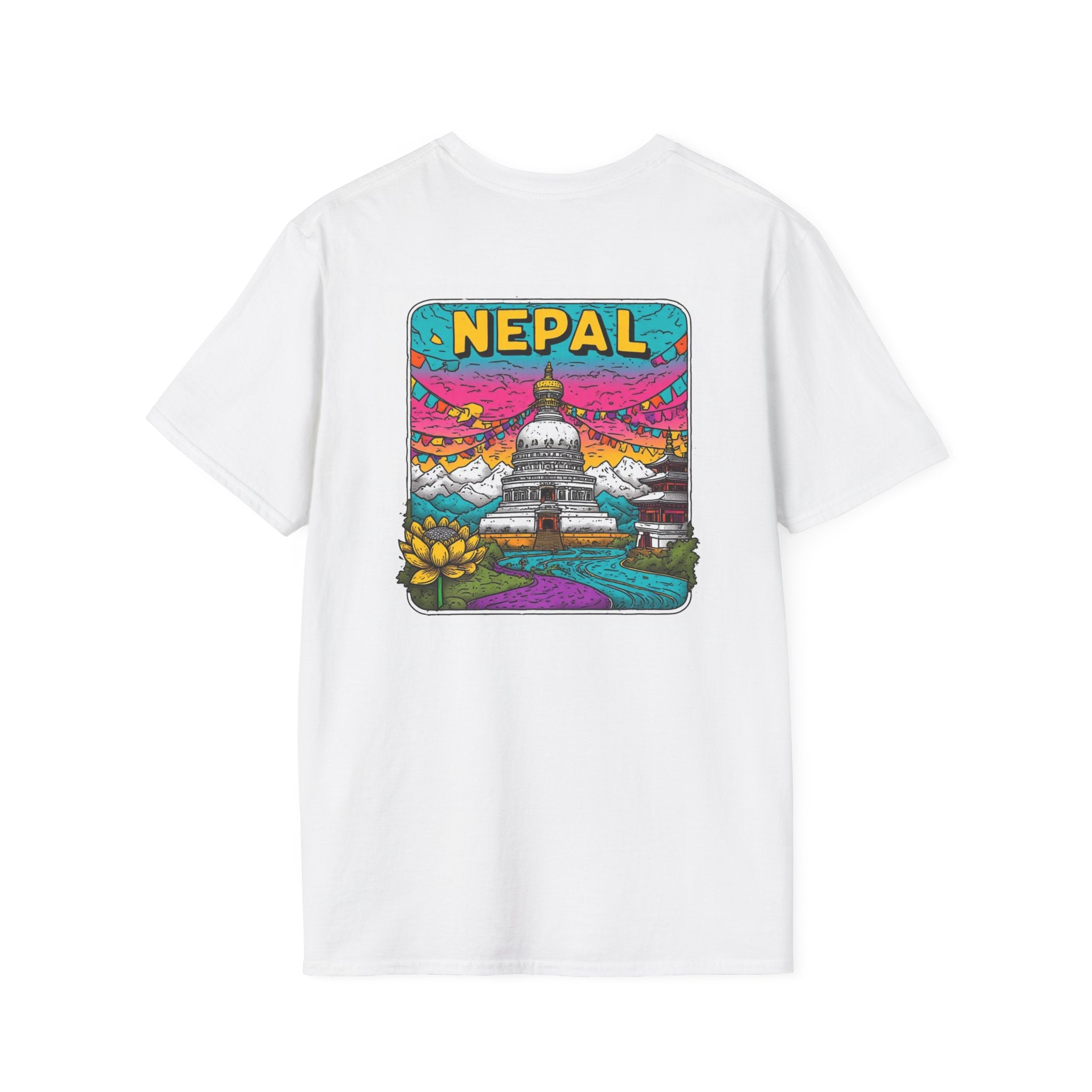 Nepal Graphic T-Shirt — Colorful Stupa Travel Tee