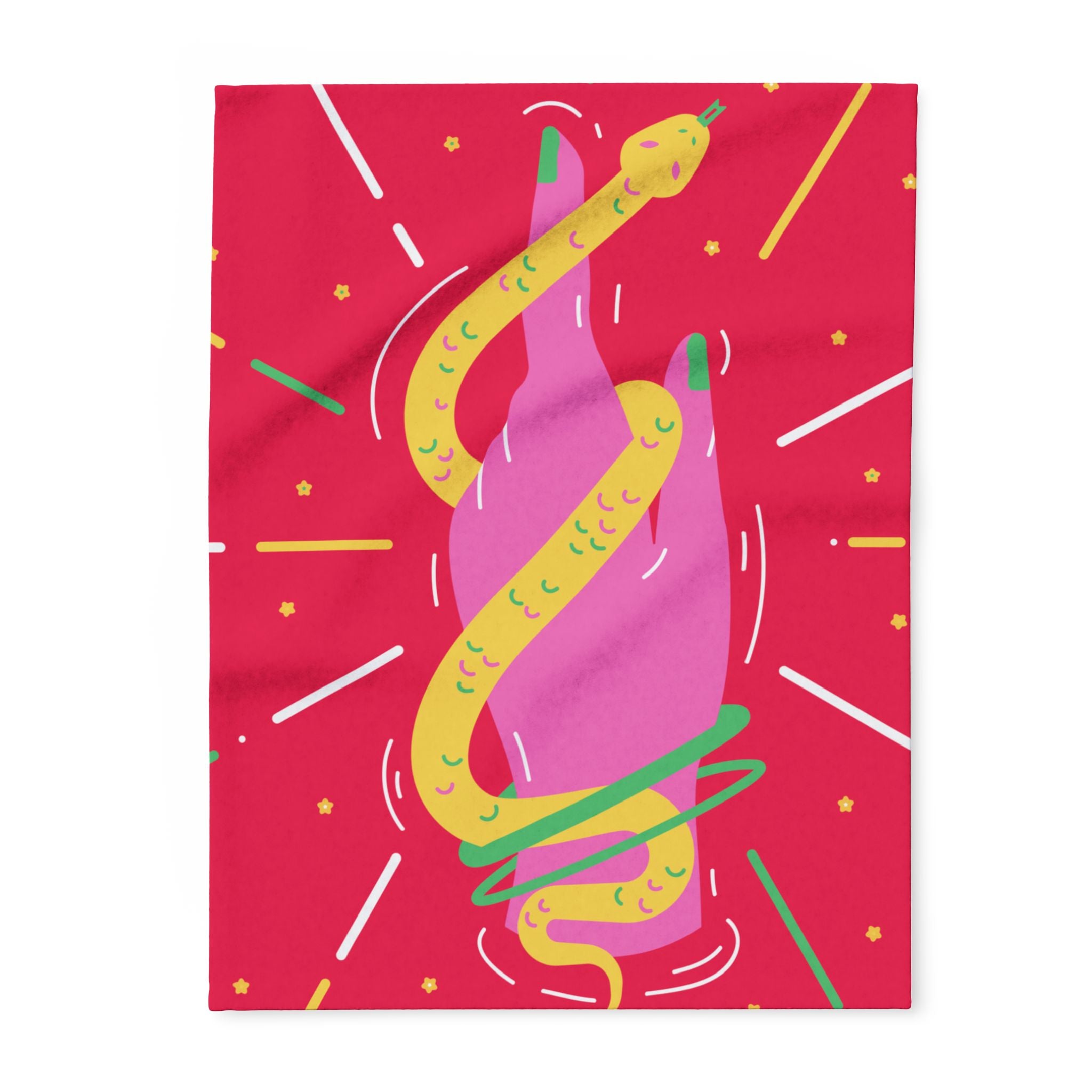 Vibrant Snake Hand Fleece Blanket
