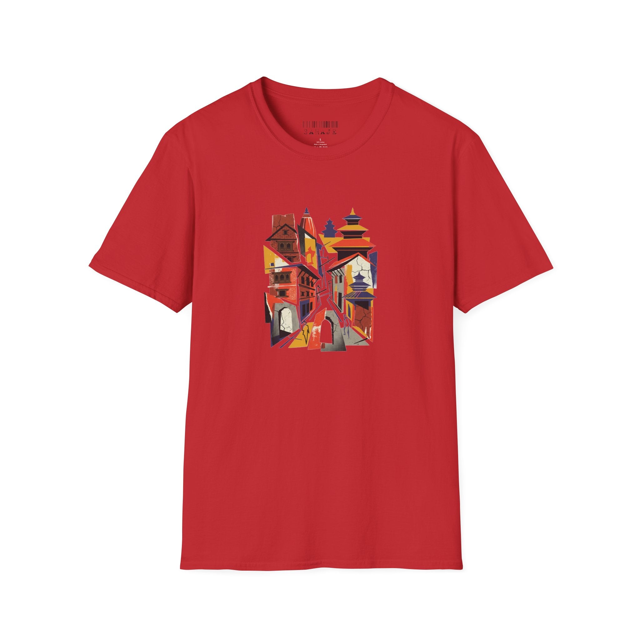 Cityscape Art Tee — Abstract Urban Alley Illustration T-Shirt