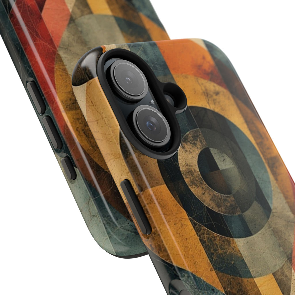 Retro Geometric Tough Phone Case — Vintage Target Circle Design
