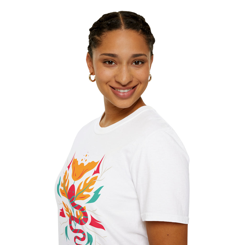 Sahaje Floral Snake Graphic T‑Shirt — Colorful Botanical Serpent Tee