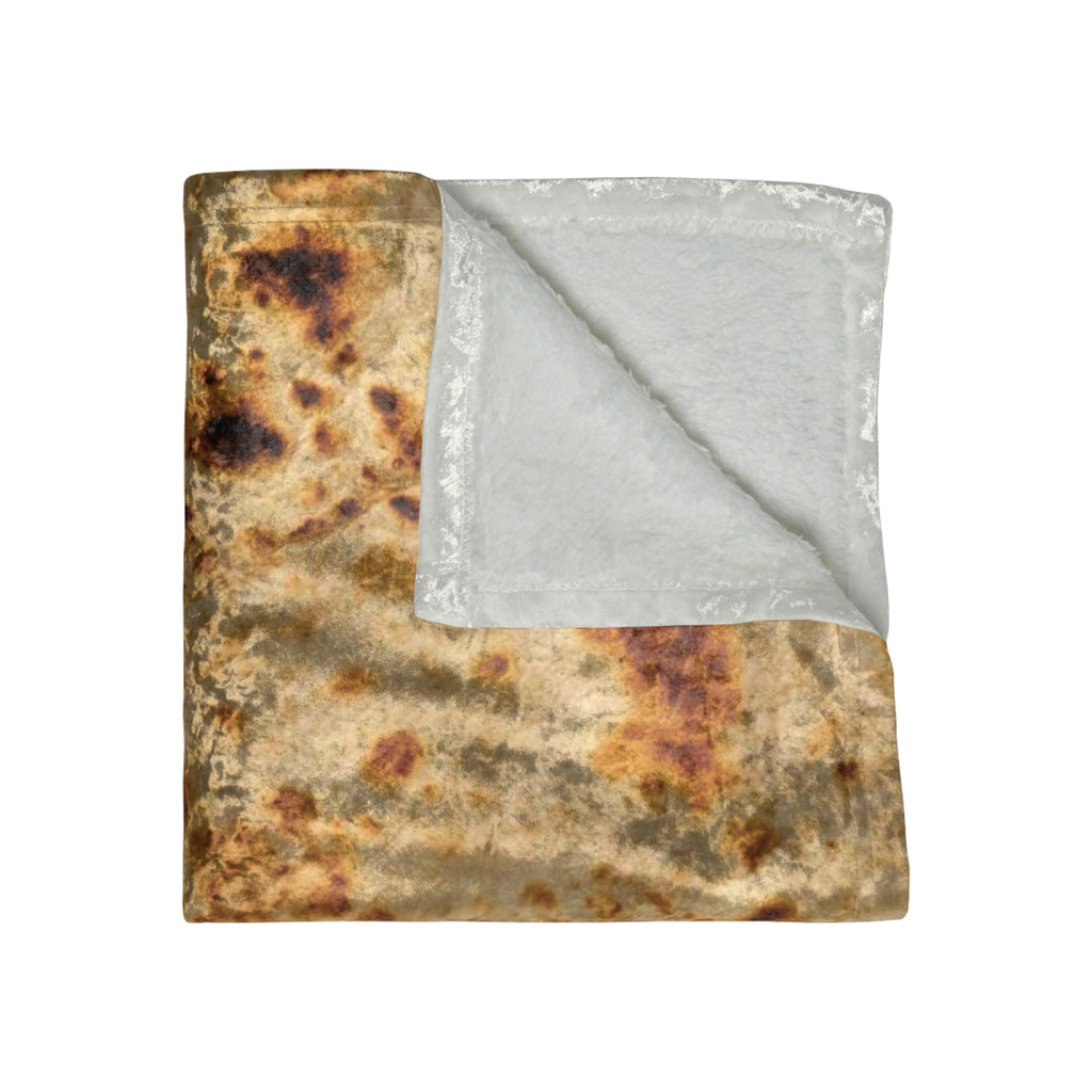 Crushed Velvet Blanket | Cozy Golden Tortilla Print Throw Blanket