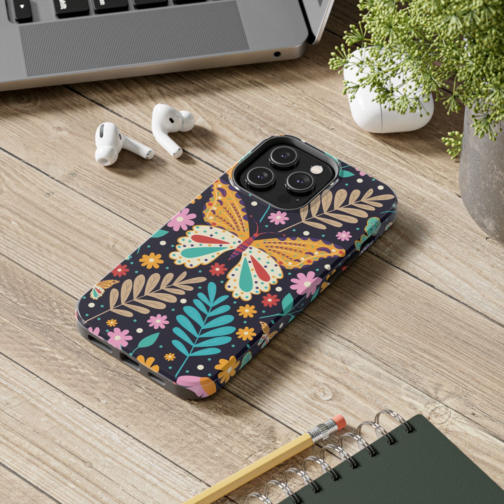 Floral Butterfly Tough Phone Case — Colorful Garden Protective Cover