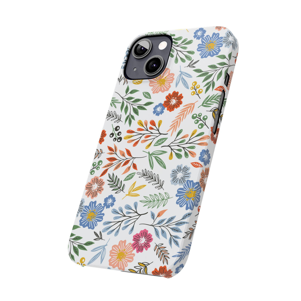 Slim Floral Phone Case — Colorful Hand-Drawn Wildflower Design