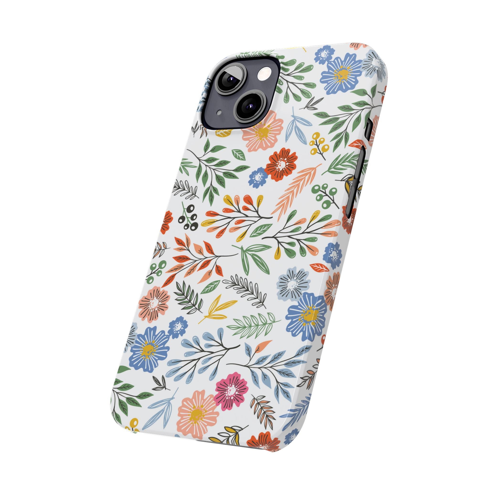 Slim Floral Phone Case — Colorful Hand-Drawn Wildflower Design