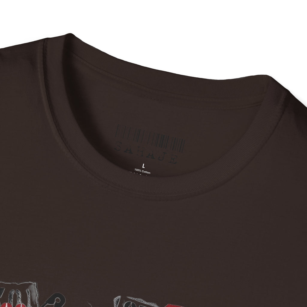 Sahajé Graphic T-Shirt — Bold Streetwear Tee with Red Slash Design