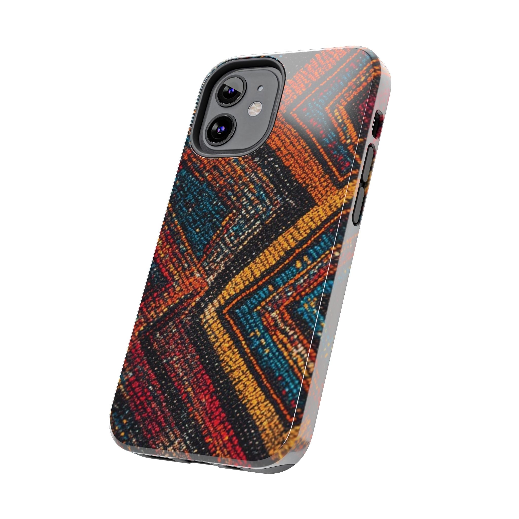 Tough Phone Case — Boho Geometric Rug Pattern, Protective iPhone Cover