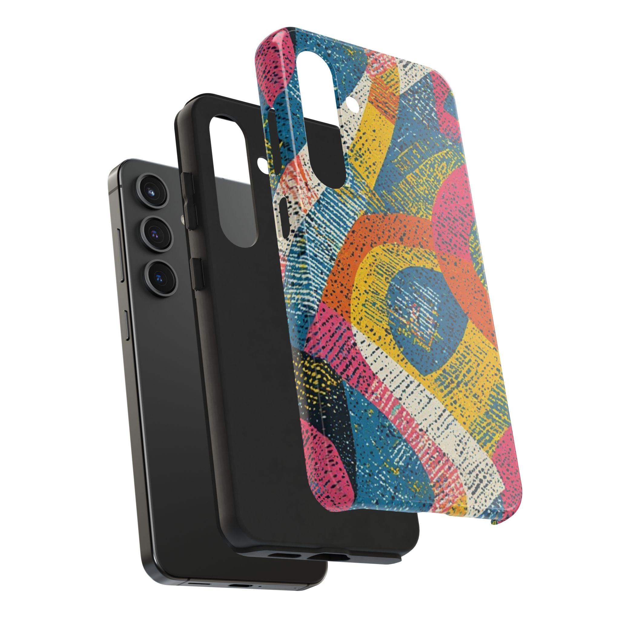 Bold Retro Abstract Tough Phone Case — Colorful Geometric Protective Cover