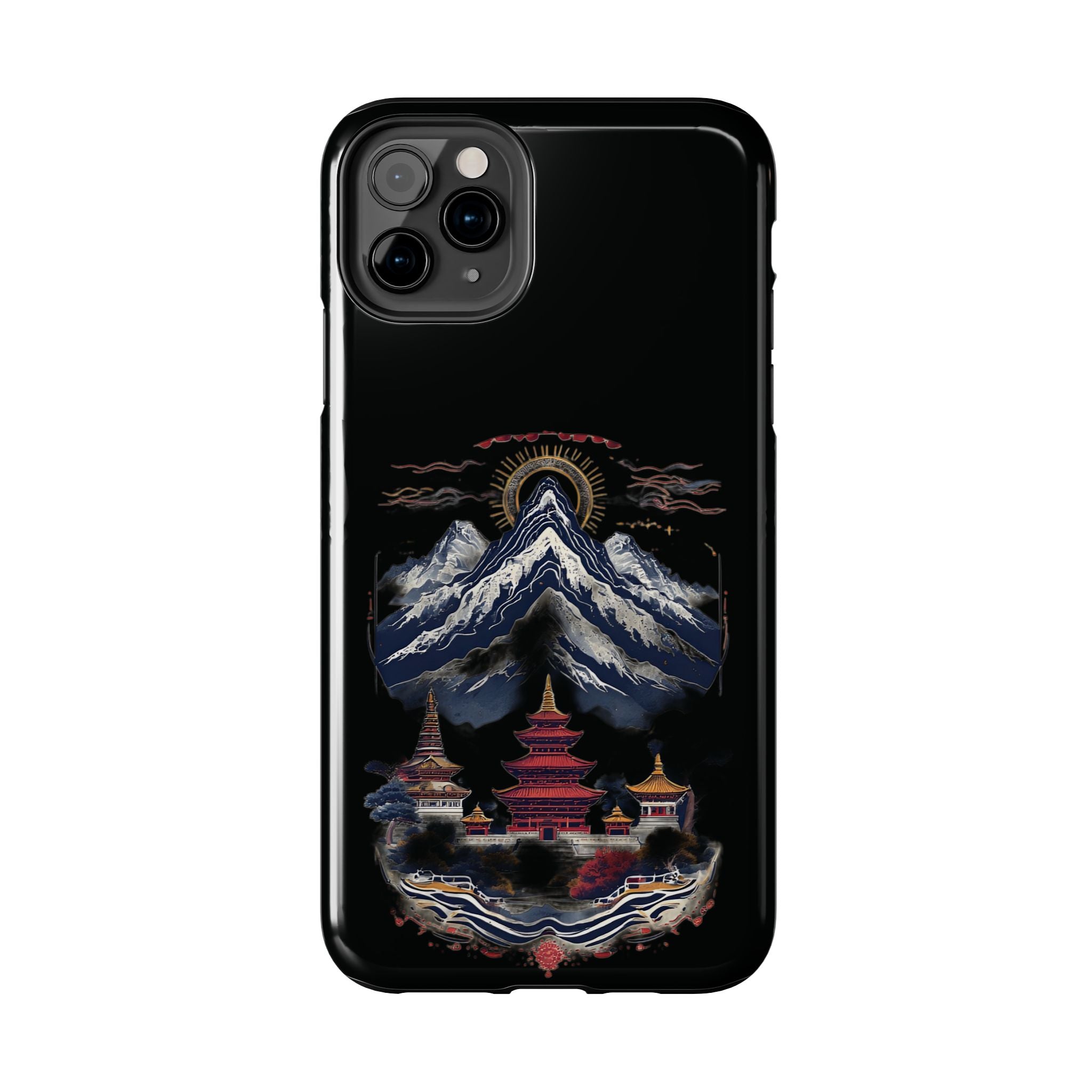 Mountain Temple Tough Phone Case — Japanese-Inspired Landscape Phone Cover