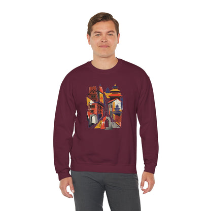 Crewneck Sweatshirt — Abstract Cityscape Graphic (Colorful Architectural Illustration)