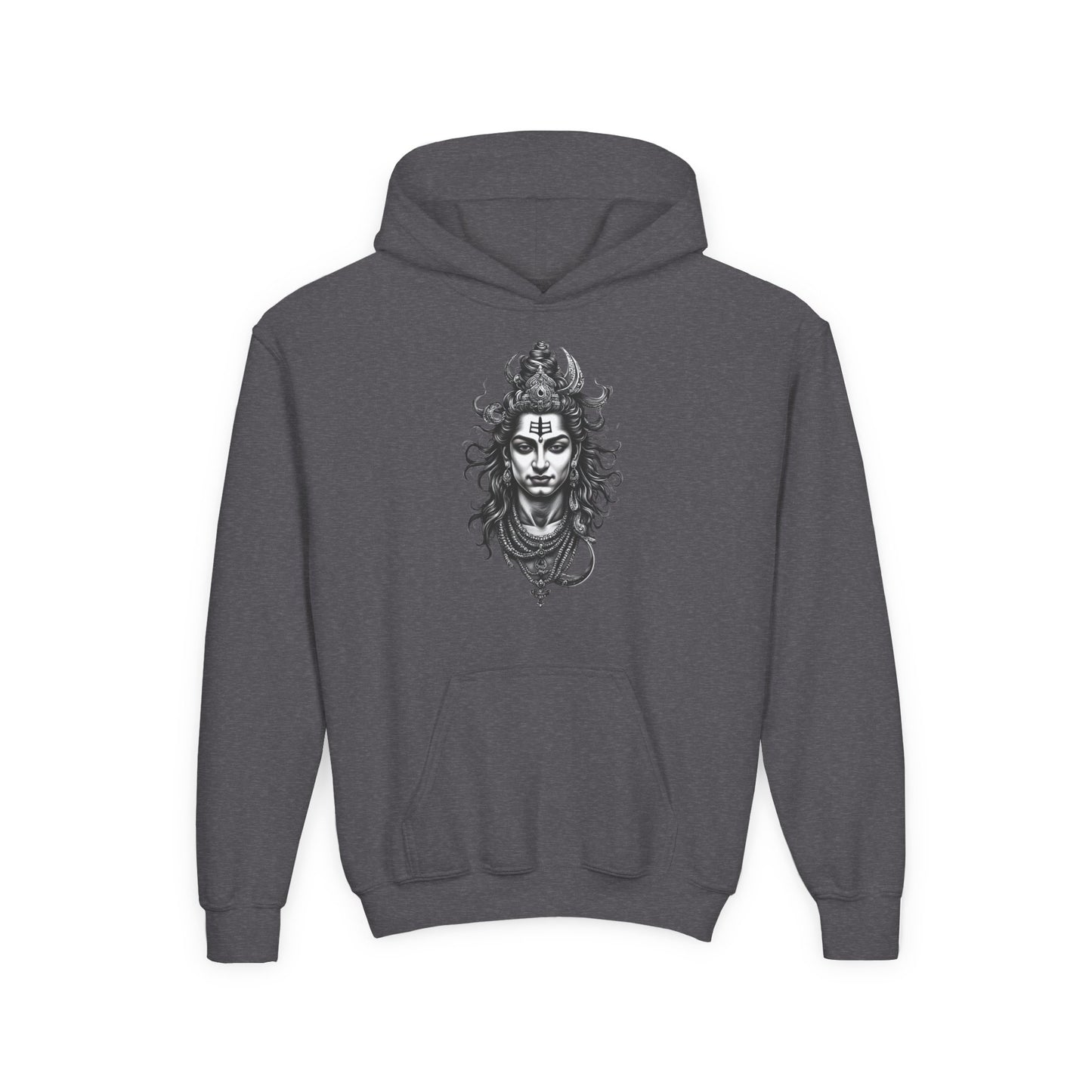 Shiva Illustration Youth Hoodie — Mystical Hindu God Graphic Pullover