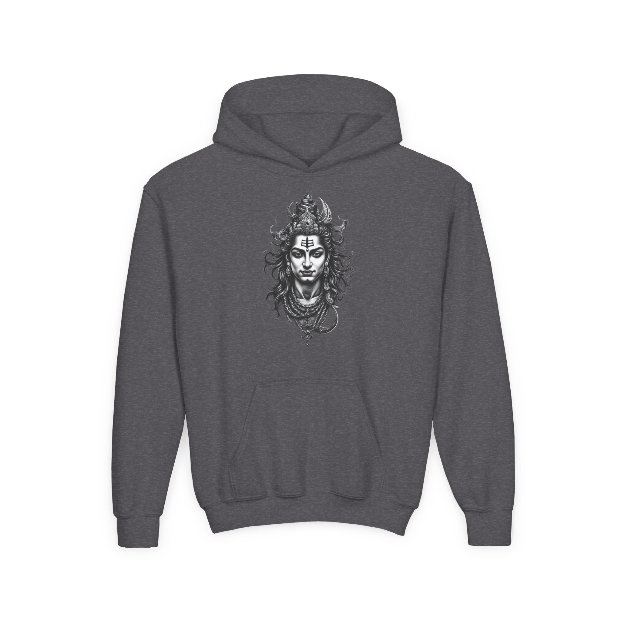 Shiva Illustration Youth Hoodie — Mystical Hindu God Graphic Pullover