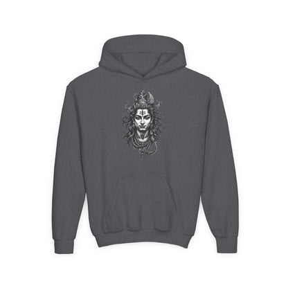 Shiva Illustration Youth Hoodie — Mystical Hindu God Graphic Pullover