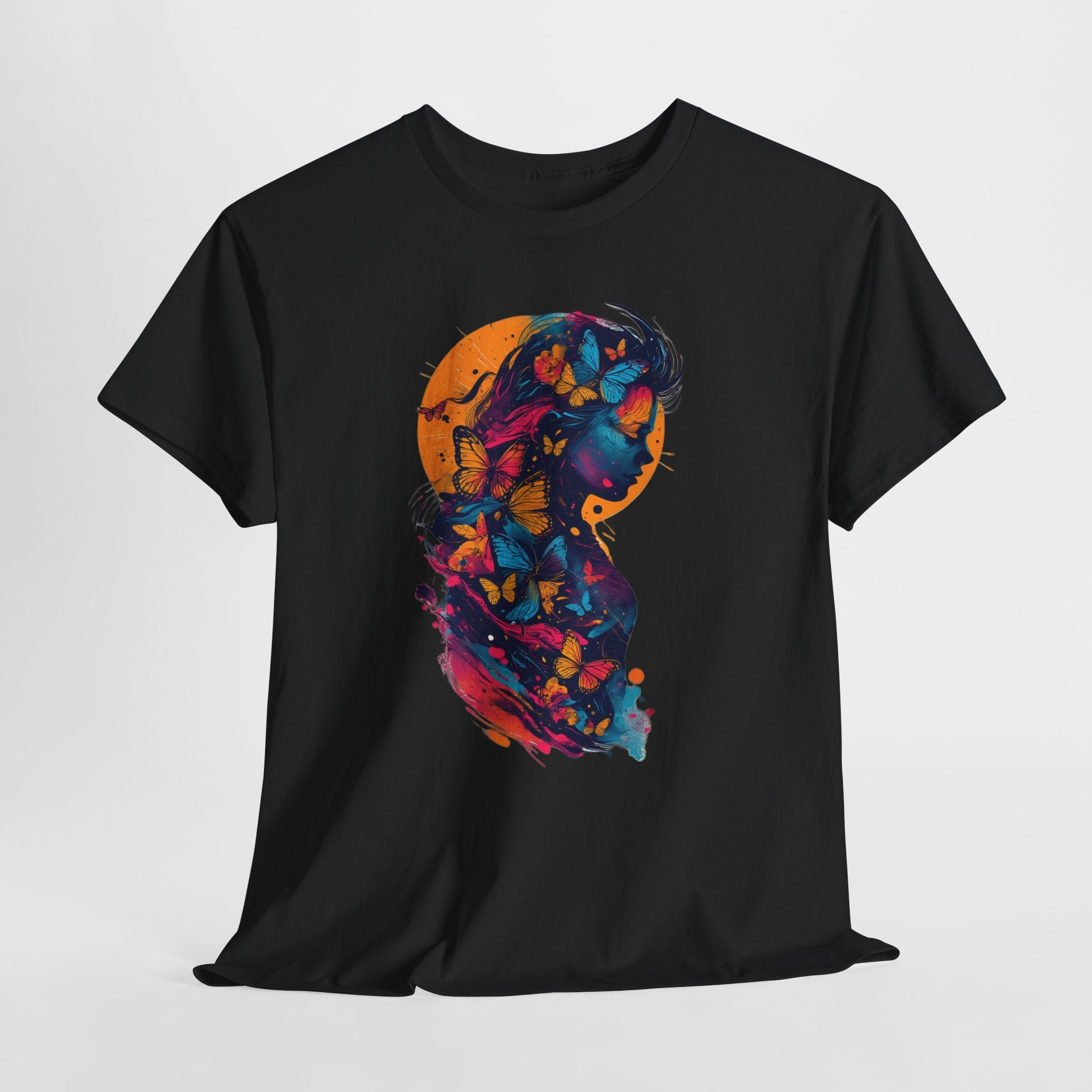 Butterfly Silhouette Graphic Tee — Colorful Maternity Profile Design