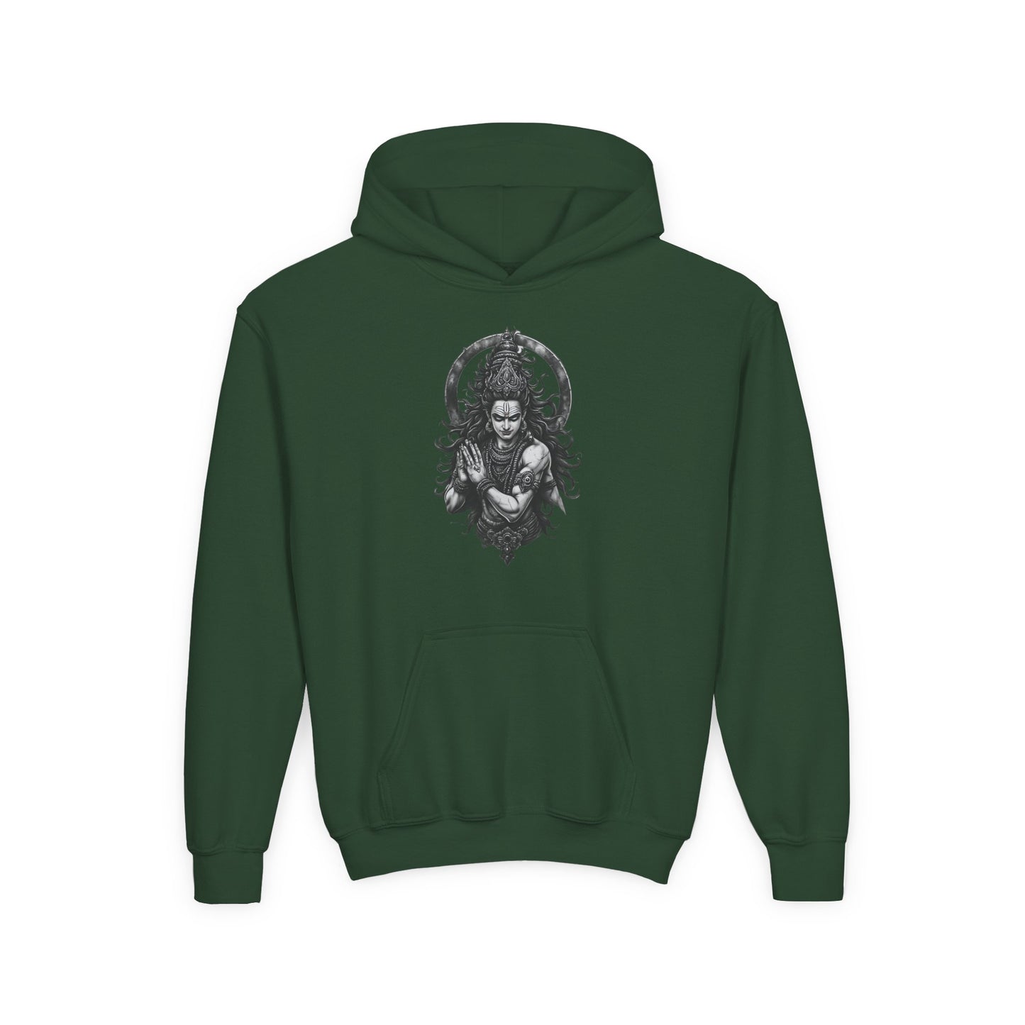 Youth Hoodie with Gothic Goddess Skull Art — Dark Fantasy Graphic Pullover