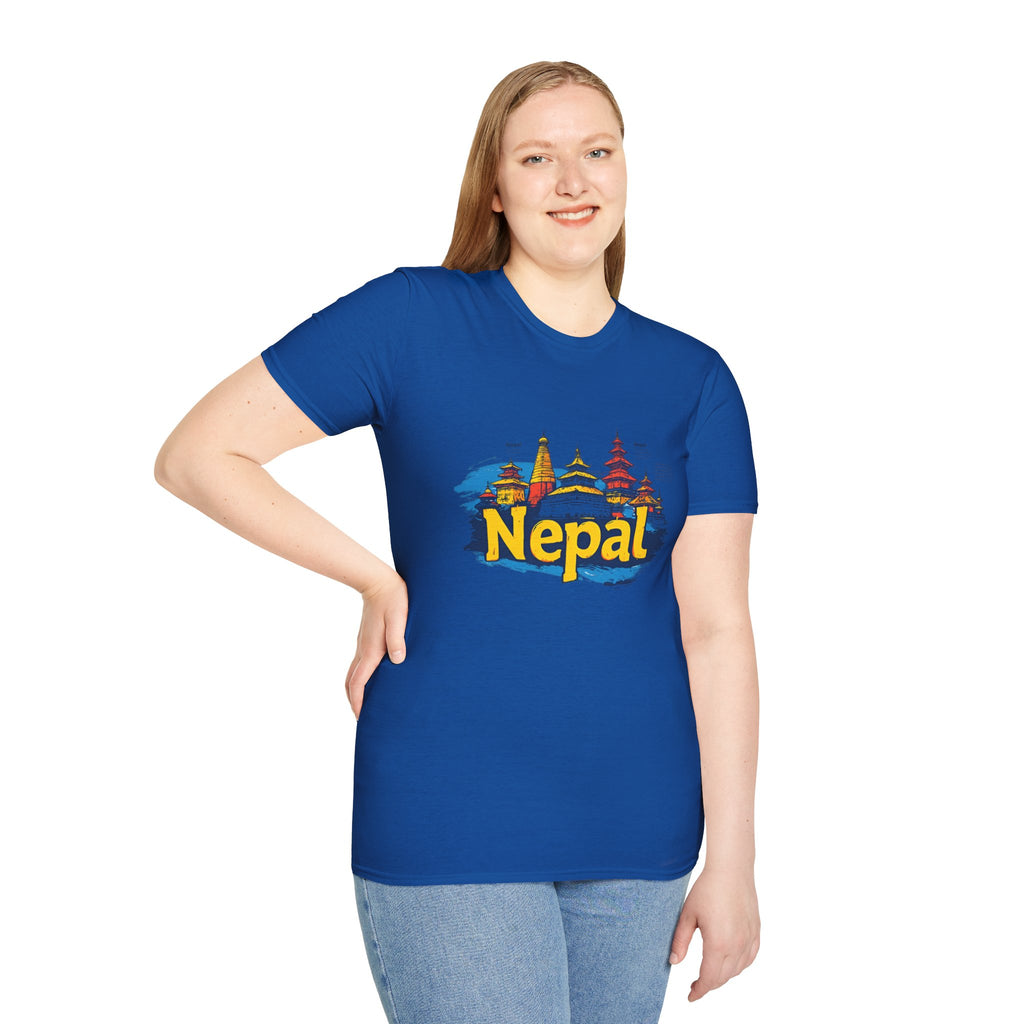 Nepal Temple Skyline T-Shirt – Nepali Cultural Heritage Graphic Tee, Travel & Spiritual Design