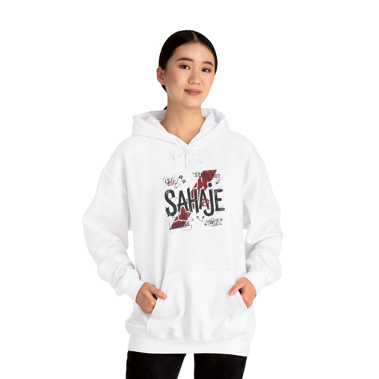 Sahaje Graphic Hoodie – Distressed Vintage Script Pullover