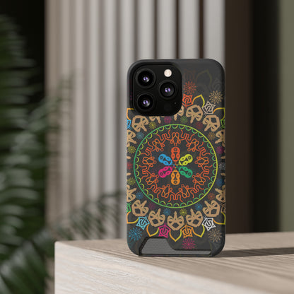 Colorful Mandala Phone Case with Card Holder, Bohemian Phone Accessory, Gift for Him/Her, Vibrant Smartphone Case, Artistic Phone Cover
