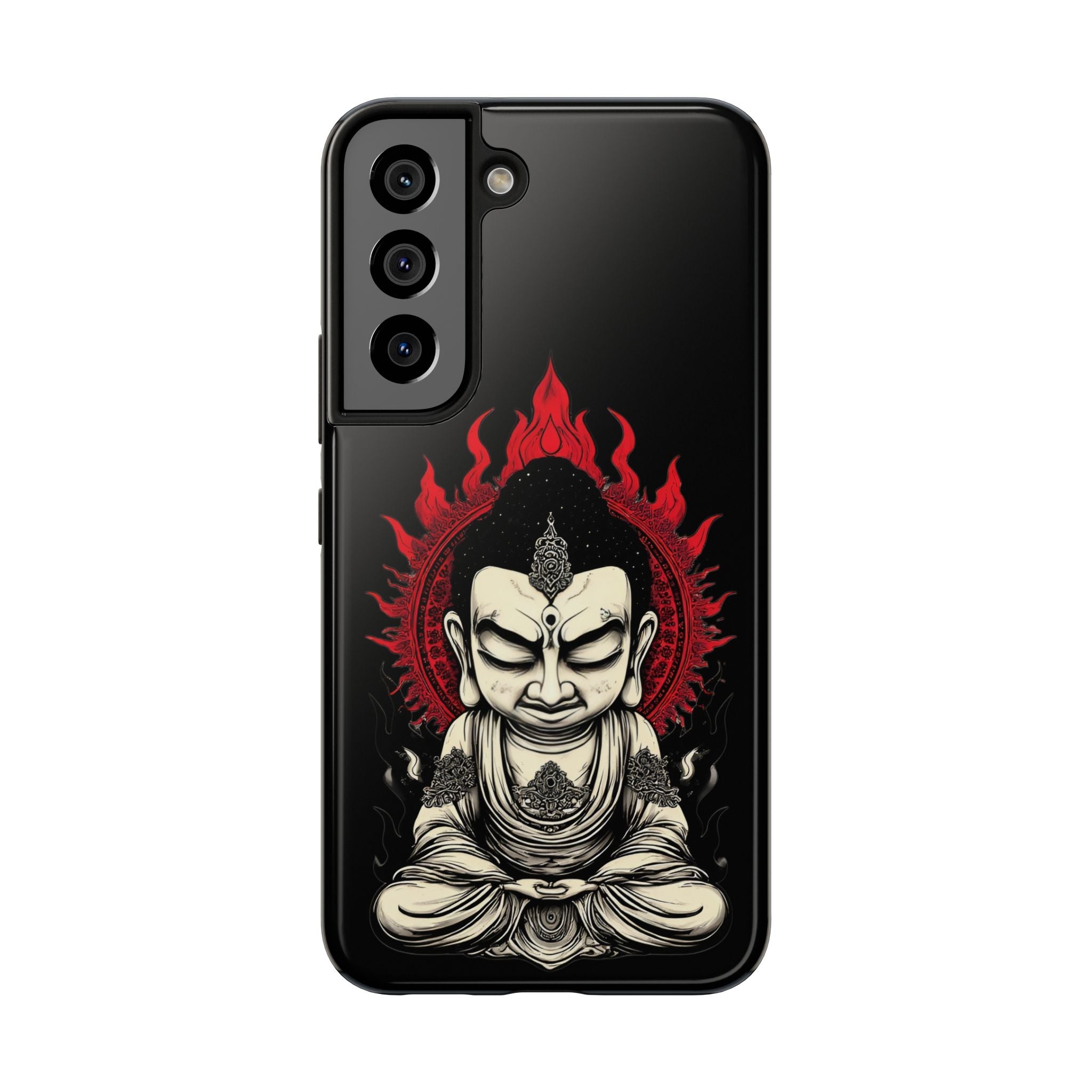 Meditative Buddha Tough Phone Case — Red Flame Zen Protection