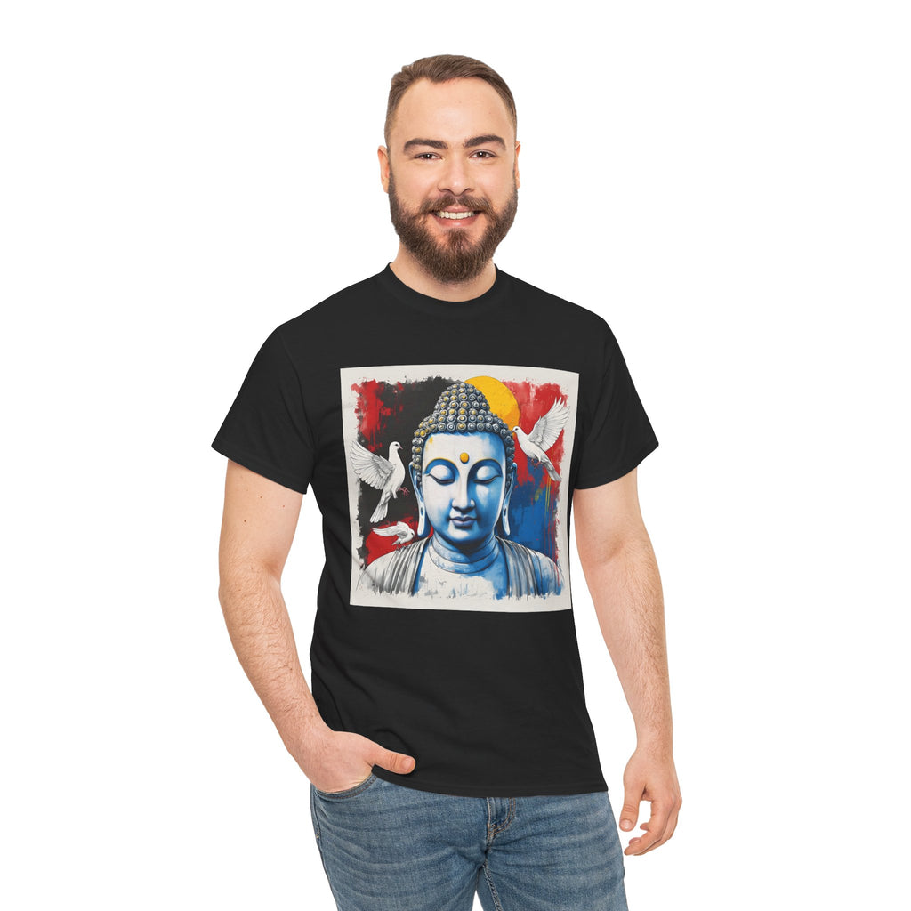 Buddha Peace Tee — Colorful Buddha & Doves Graphic T-Shirt