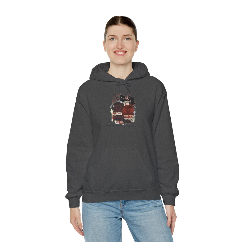 Hoodie — Vintage Urban Industrial Building Graphic Hoodie (Architectural Sketch)