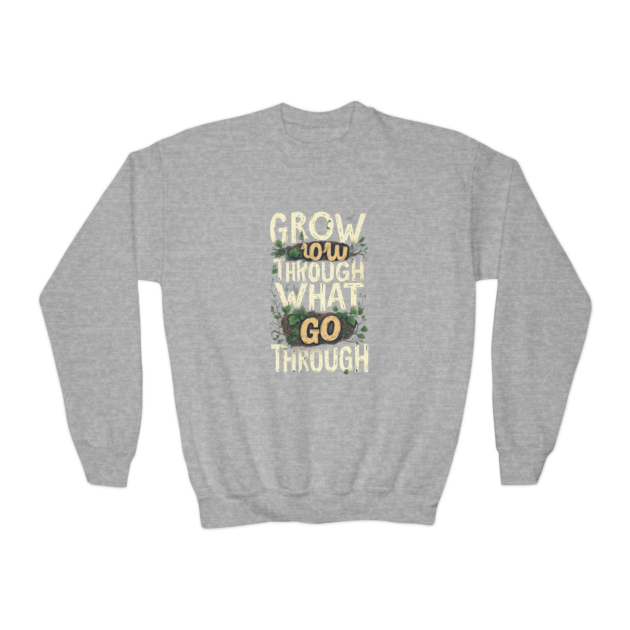 Youth Crewneck "Grow Slow, Go Far" Floral Sweatshirt