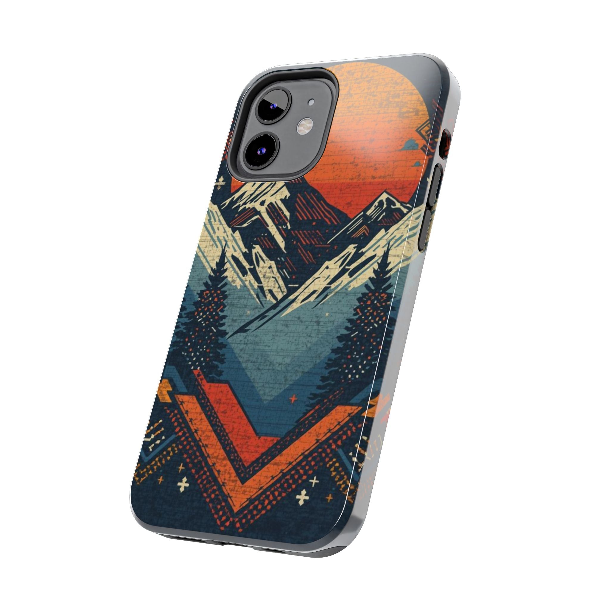 Tough Phone Case — Retro Mountain Sunset Design