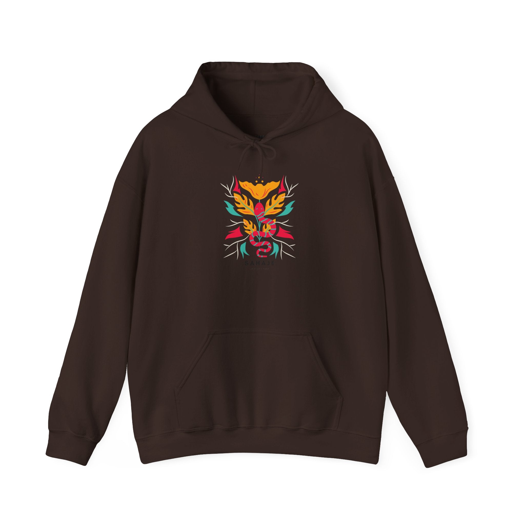 Floral Snake Hoodie — Colorful Serpent & Bloom Graphic Sweatshirt