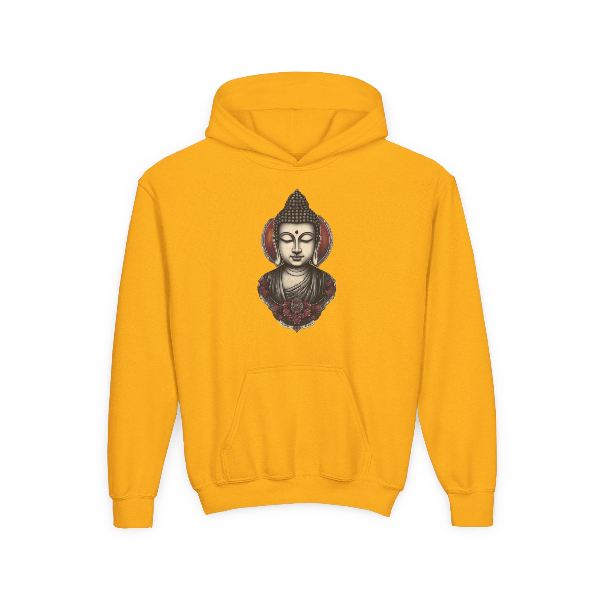 Buddha Head Youth Hoodie — Vintage Lotus Meditation Sweatshirt