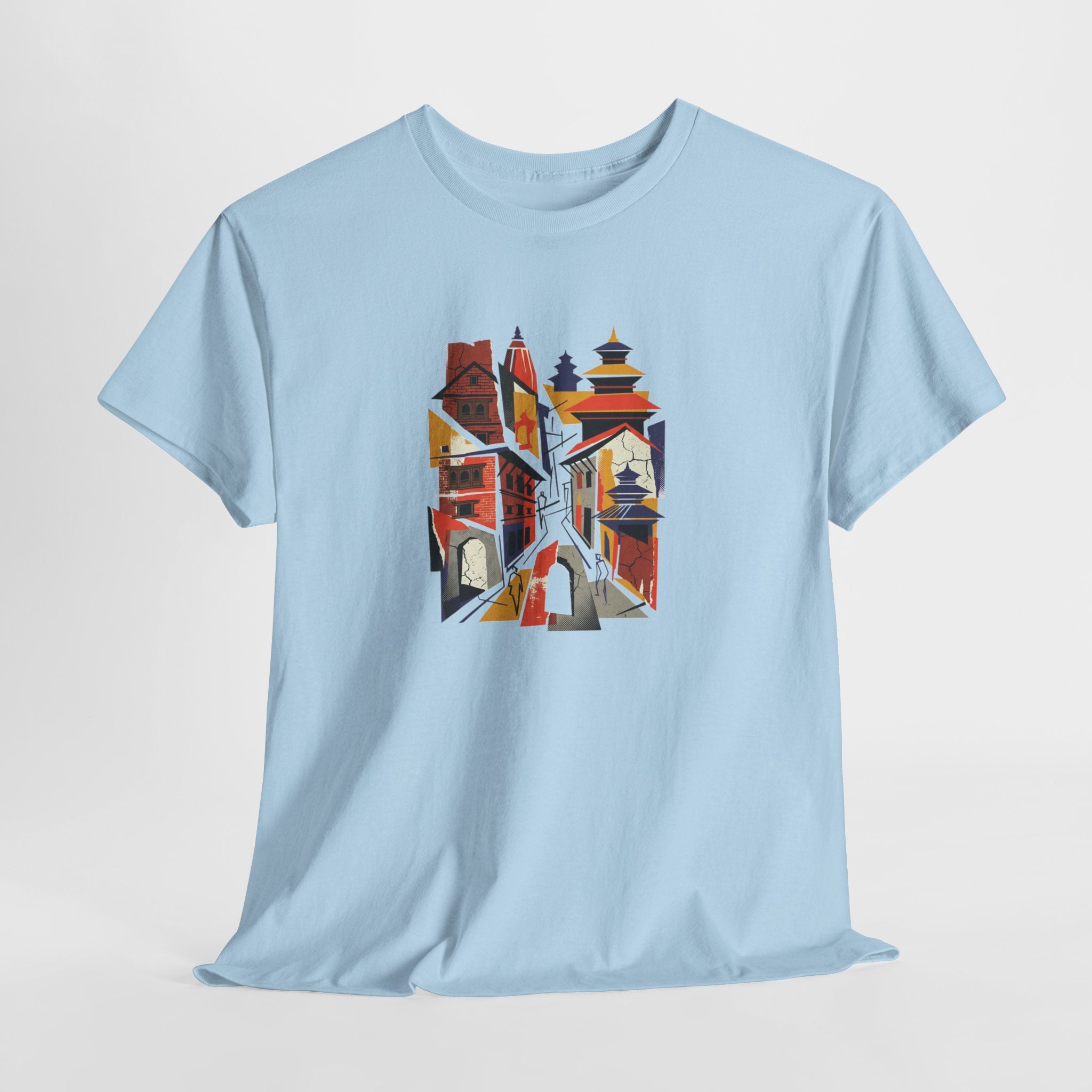 Cityscape Abstract Tee — Colorful Urban Architecture Graphic T‑Shirt